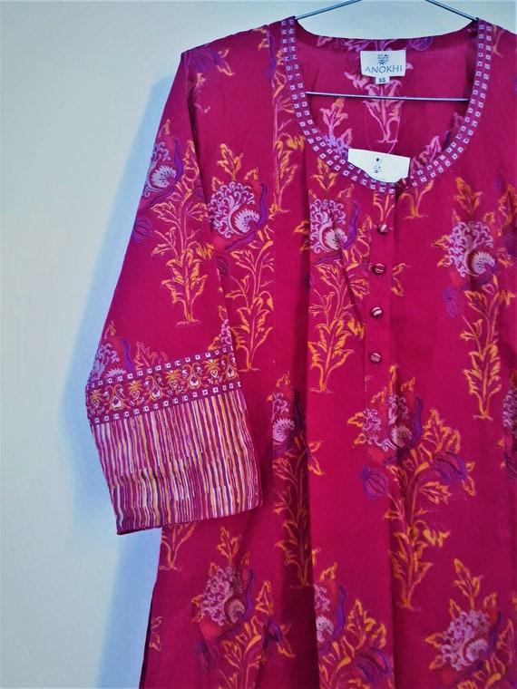 Vintage Anokhi Kurta Dress Cotton India XS size H… - image 8