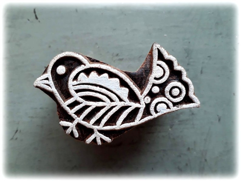 Wooden block printhand block printBIRD5 X 3.5 cmSmall birdwooden stamphand carvedHand craftedFabrictextilepaperscrapbookingINDIA