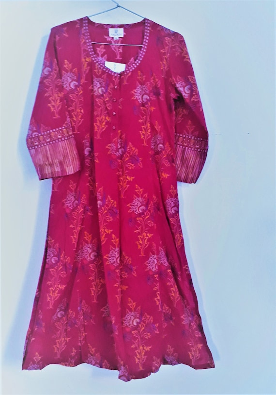 Vintage Anokhi Kurta Dress Cotton India XS size H… - image 3