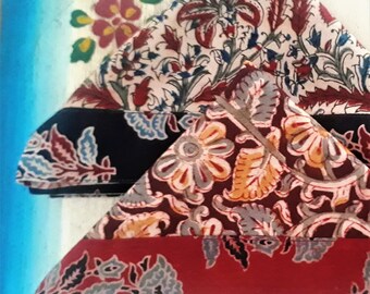 Ajrakh prints Square Indian cotton napkins Hand printed 50x50cm/20&quot;x20&quot; Fabric Sewing Table Mat Flowers Burgundy Red Blue Ecru Black Yellow