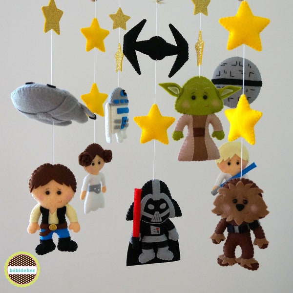 baby mobile, star characters mobile, galactic wars mobile, space defenders baby mobile, star, star boy baby mobile, bebidekor