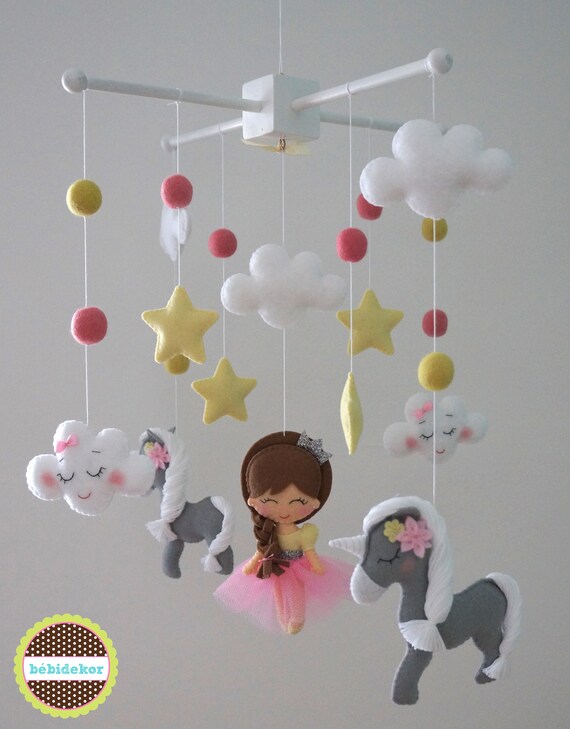 Baby Mobile Unicorn Baby Mobile Princess Baby Mobile Etsy