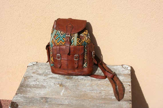 vintage leather backpack