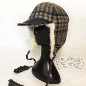 Handmade Wool & Mink Fur Trapper Hat – Pendleton Blanket, Size 6-7/8 to 7-1/4