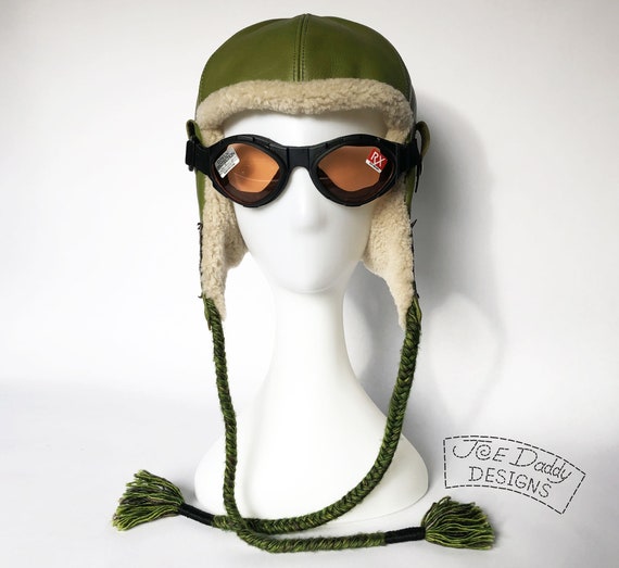CHRISTMAS SALE. One of a kind, handmade leather aviator helmet. Antique Brown Leather Aviator Hat - Simon Model - Etsy main image 2