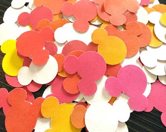 Pink-Orange-Yellow Gradient Mouse Ears Confetti: Party, Table, Goodie Bag Decor/Decorations (100 Pieces)