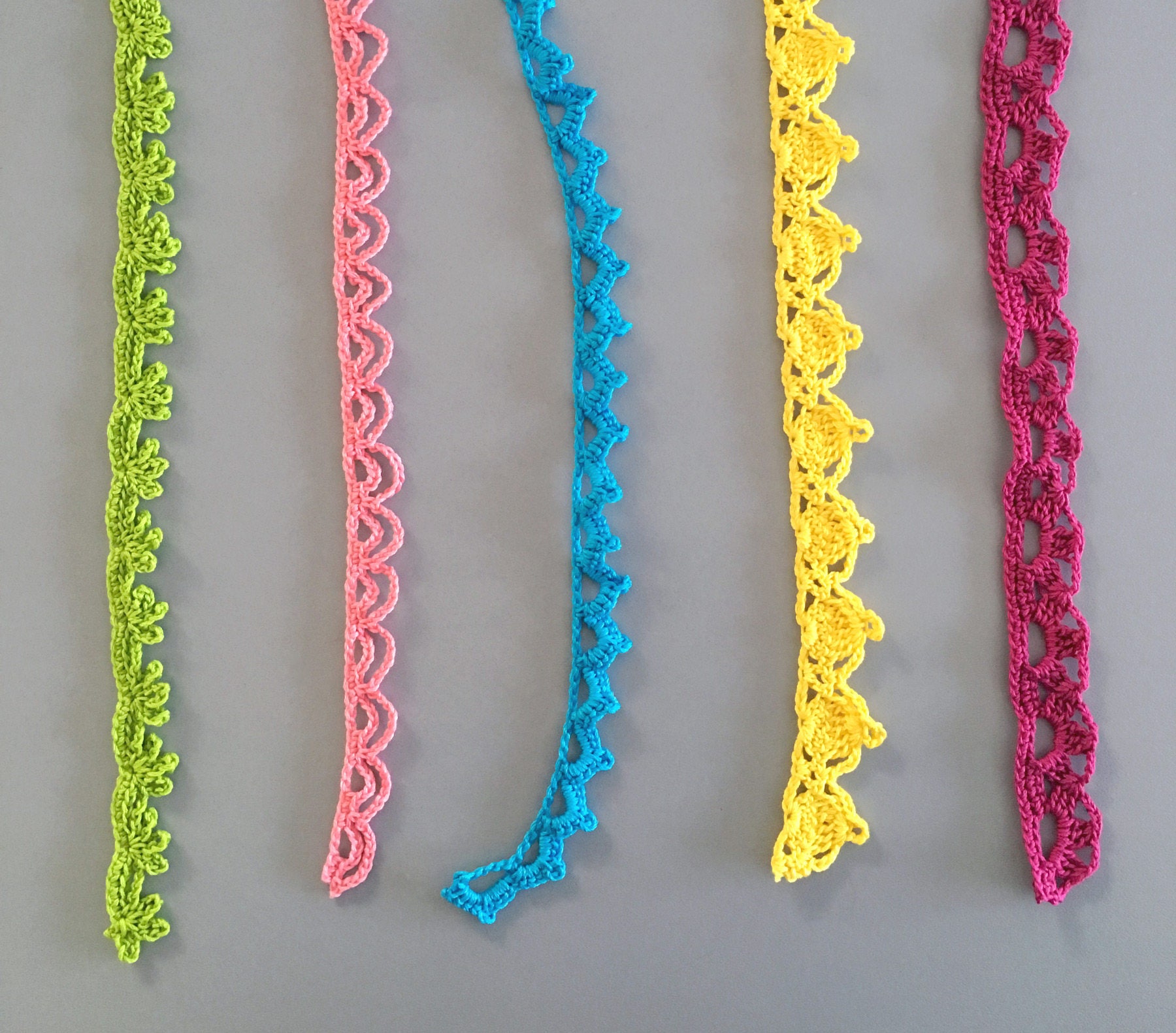 Crochet Decorative Trim / Edging Available in Assorted Styles Your Choice  of Colour and Length Great for Clothing and Pillows 
