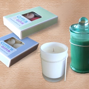 Natural Soy Wax Container Candles - Tealight, Votive and Small Danube Jar w/ Lid Styles - your choice of colour and / or fragrance