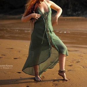 Waka dress sea green- summer dress- open back dress- hippie dress- bohemian dress