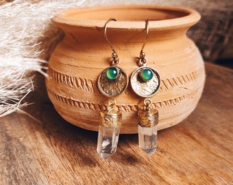 Bohemian earrings- Cristal earrings - brass earrings