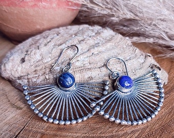 Earrings- Fan earrings - bohemian earrings- gift for her- statement earrings