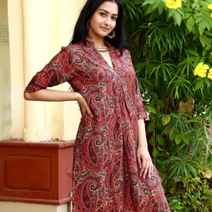 Penjabi dress- red tunic- red dress- boho dress- cachmiri dress- kurta dress