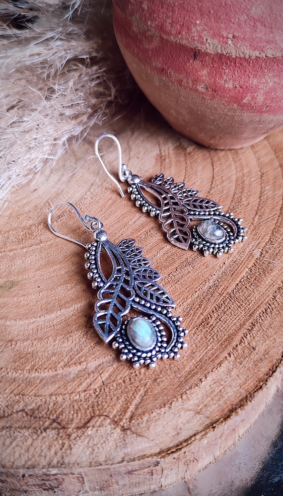 Indian earrings- Labradorite earrings- Boho earring -Gipsy earrings