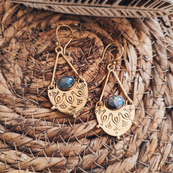 Labradorite earrings- boho earrings- gift for her- statement earrings