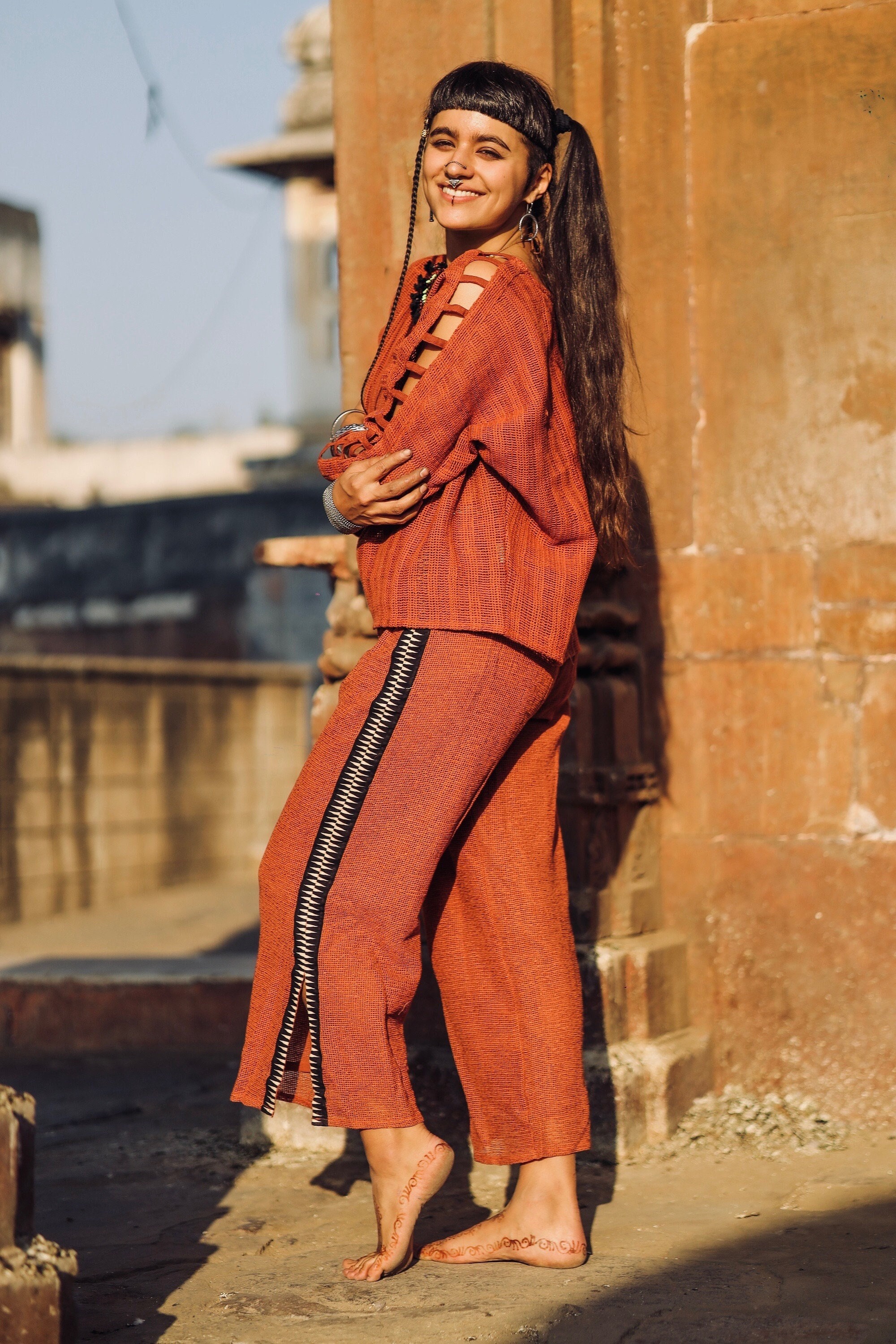 Pantaloni larghi colorati etnici clearance