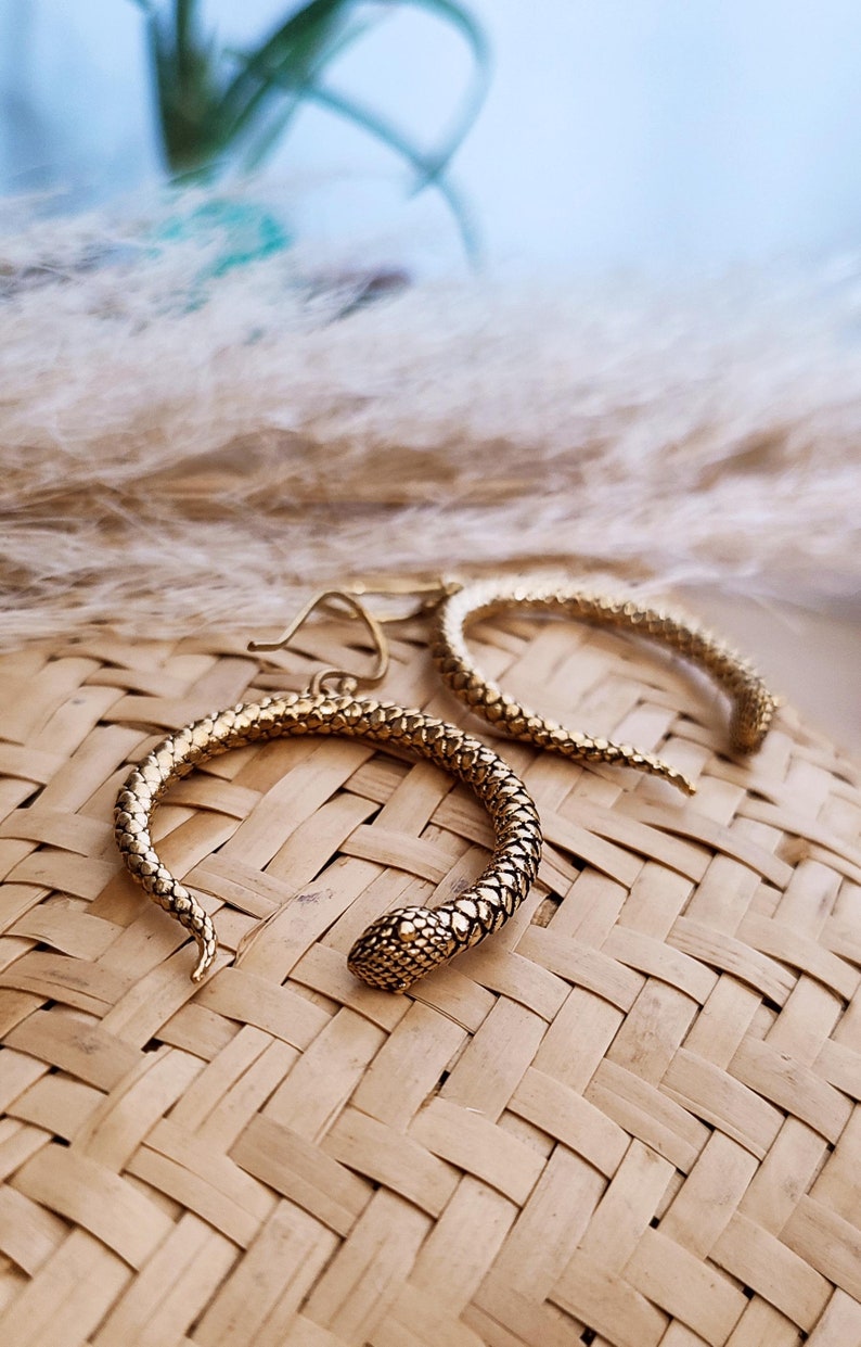 Snake earrings 
Golden snake pendant