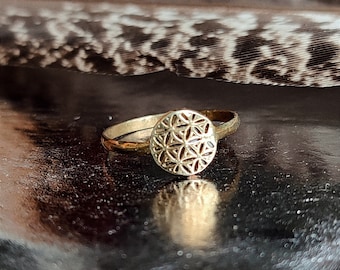 Flower of life ring- tiny brass ring- boho jewelry- golden ring- gift for her- boho ring- small brass ring