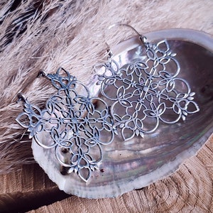 Silver plated flower mandala earrings Flower earrings Gipsy earrings boho jewelry gift for her image 3