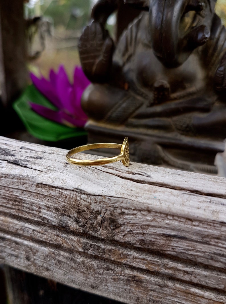 Flower of life ring tiny brass ring boho jewelry golden ring gift for her boho ring small brass ring image 6
