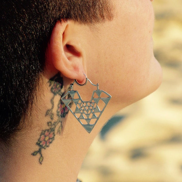 Yatra earrings- silver plated earrings- boho jewelry- sacred geometry earrings