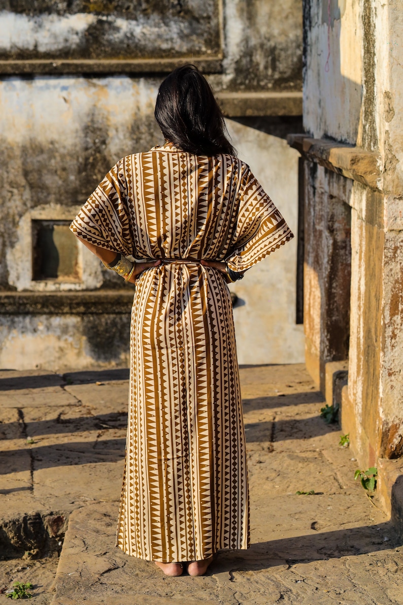 Wudji robe kimono robe portefeuille ethnique robe longue rayon image 5