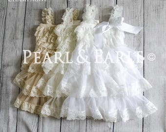 Lace flower girl dress, rustic lace dress, baby lace dress, flower girl dress, country flower girl dress, lace dress, vintage flower girl