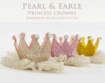 Princess Crown Headband, Birthday Crown Headband, Glitter Crown, Gold Crown First Birthday, Birthday Crown Baby, Gold Princess Crown, Gold