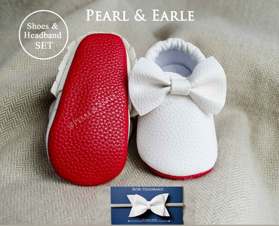 red bottom baby moccasins