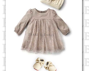 Holiday Baby Dress, Baby Girl Shoes, Baby Girl Moccasins, Christmas Baby Girl, Leather Moccasins, Baby Shoes, Baby Moccasins, Baby Dress