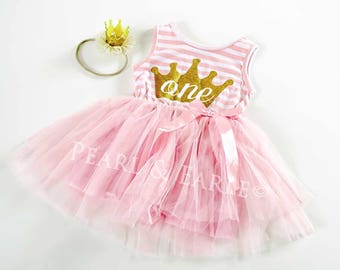 Pink First Birthday, One birthday dress, Cake Smash Tutu, One Glitter Dress, Pink Birthday Party Dress, Pink and Gold, Pink Party Dress