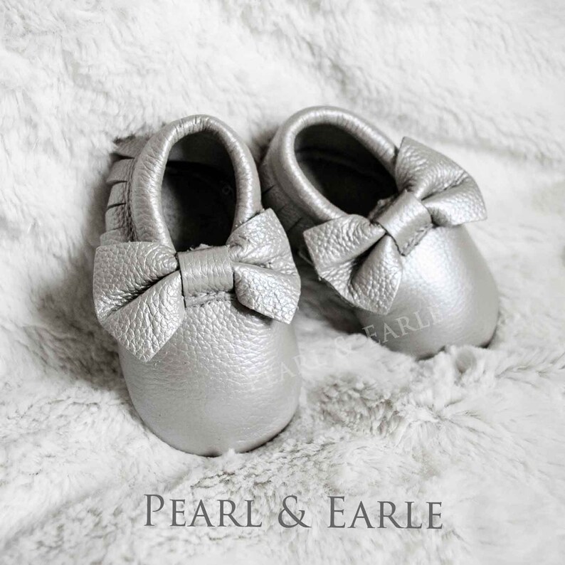 silver baby moccasins