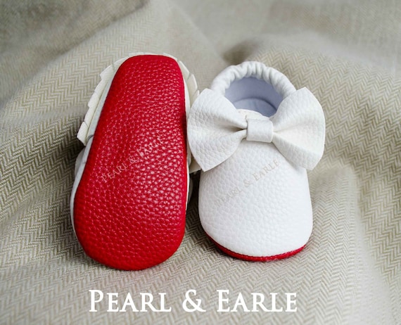 red bottom baby moccasins