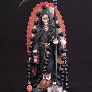 Santa Muerte Rosary for La Negra with Obsidian