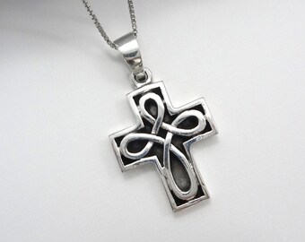 Cross Necklace, Sterling Silver Cross Necklace, Infinity Cross Necklace, Gift for Grandmother, Christmas Gift for Grandma, Gift for Nana