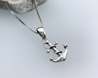 Small Sterling Silver Anchor Pendant for Women, Marine Necklace, Nautical Necklace, Petite Anchor Charm Necklace, Navy Wife Necklace