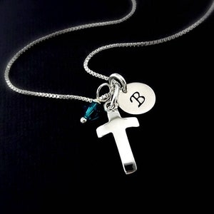 Personalized Sterling Silver Cross Necklace, Cross Necklace, Godmother Gift, Goddaughter Gift, Christmas Gift Necklace