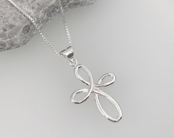 Sterling Silver Cross Necklace for Women, Sterling Silver Infinity Cross, Christmas Gift Necklace, Christmas Gift for Mom, Grandmother Gift