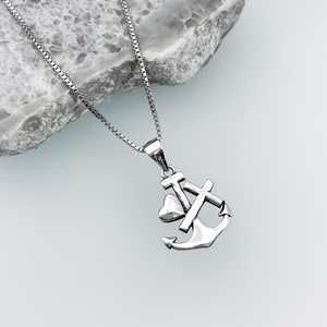 Anchor Heart and Cross Necklace Chain, Sterling Silver Faith Hope and Charity Necklace, Camargue Cross Necklace for Women, Baptism Gift