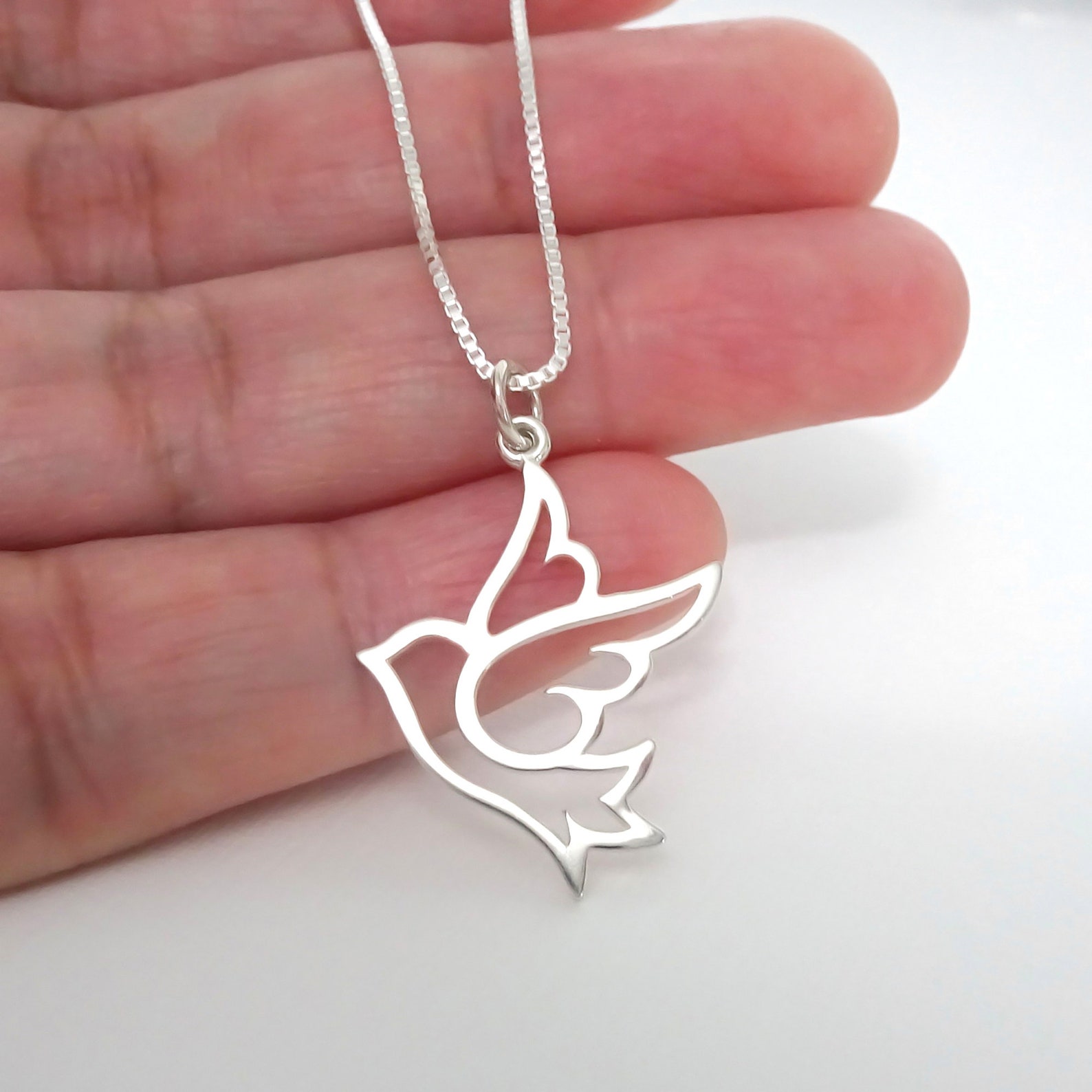 Dove Peace Necklace Sterling Silver Bird Necklace Peace - Etsy