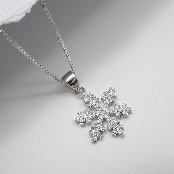 Snowflake Necklace Winter Wedding Necklace Christmas Gift | Etsy