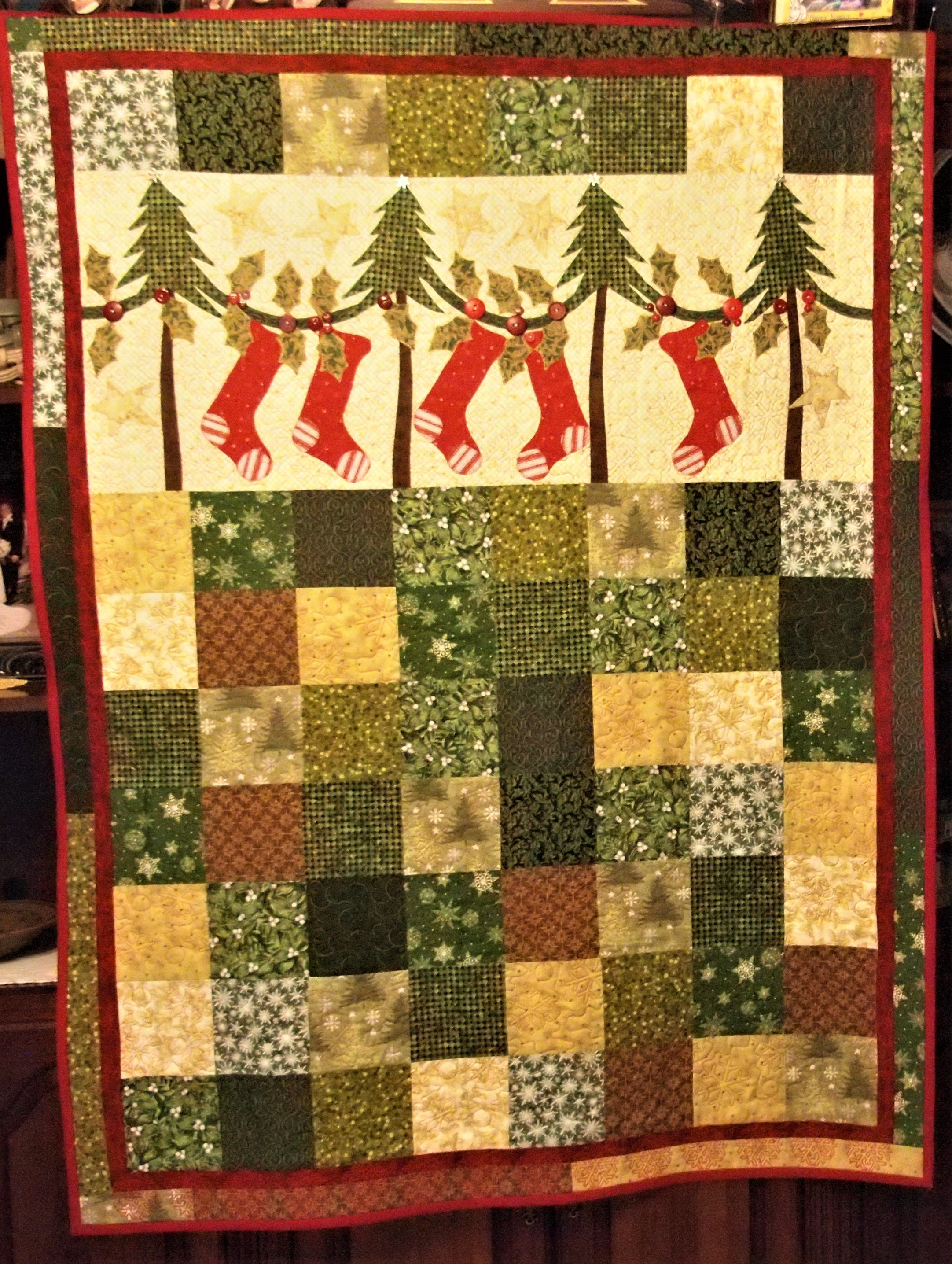 Primitive Quilted Christmas Throw Christmas Quilted Lap Etsy