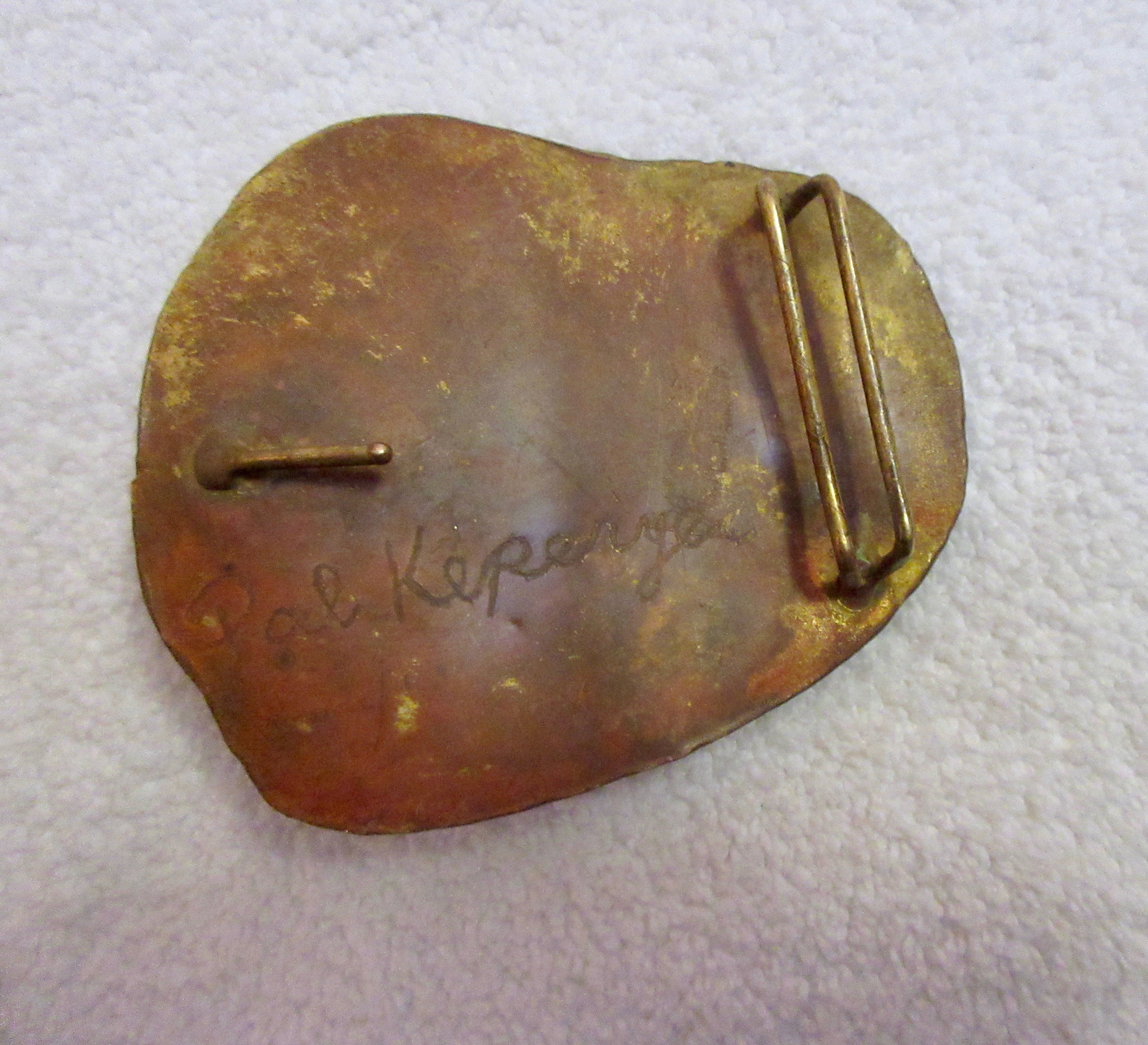 Vintage Pal Kepenyes Signed Belt Buckle: Brutalist Mixed 