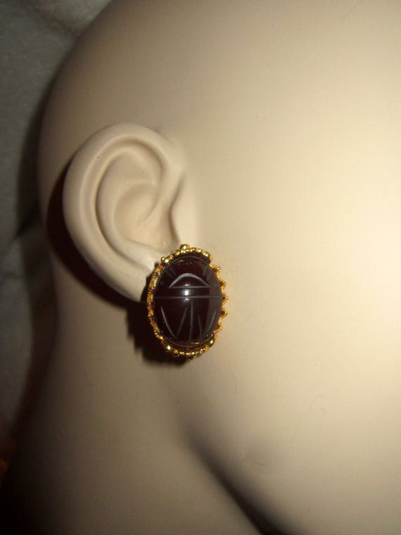 MMA NY Museum Clip Earrings Scarab Egyptian Reviv… - image 9