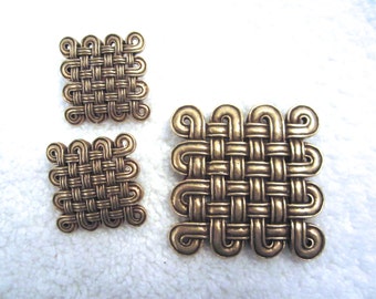 MMA Etruscan Woven Clip Earrings & Pin Pendant Set Metropolitan Museum NY --Mint