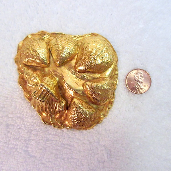 Vintage Dominique Aurientis Paris Brooch Seashell Statement Gold Plated Runway Superb!