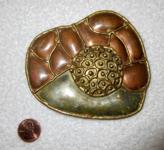 Brass and Copper Brutalist Belt Buckle Vintage Vintage Brutalist Brass Copper Amethyst Modernist Large Belt  main image 4