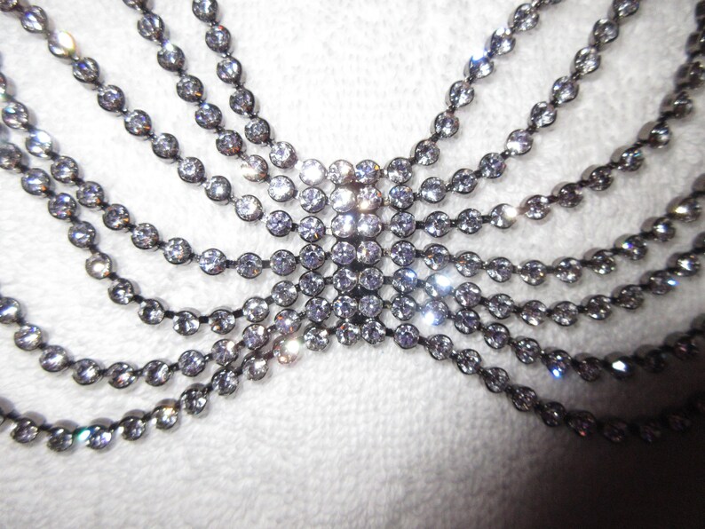 Sparkling Multi Strand Rhinestone Necklace Statement Pageant Bride Bridal Mint!