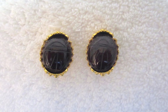 MMA NY Museum Clip Earrings Scarab Egyptian Reviv… - image 5