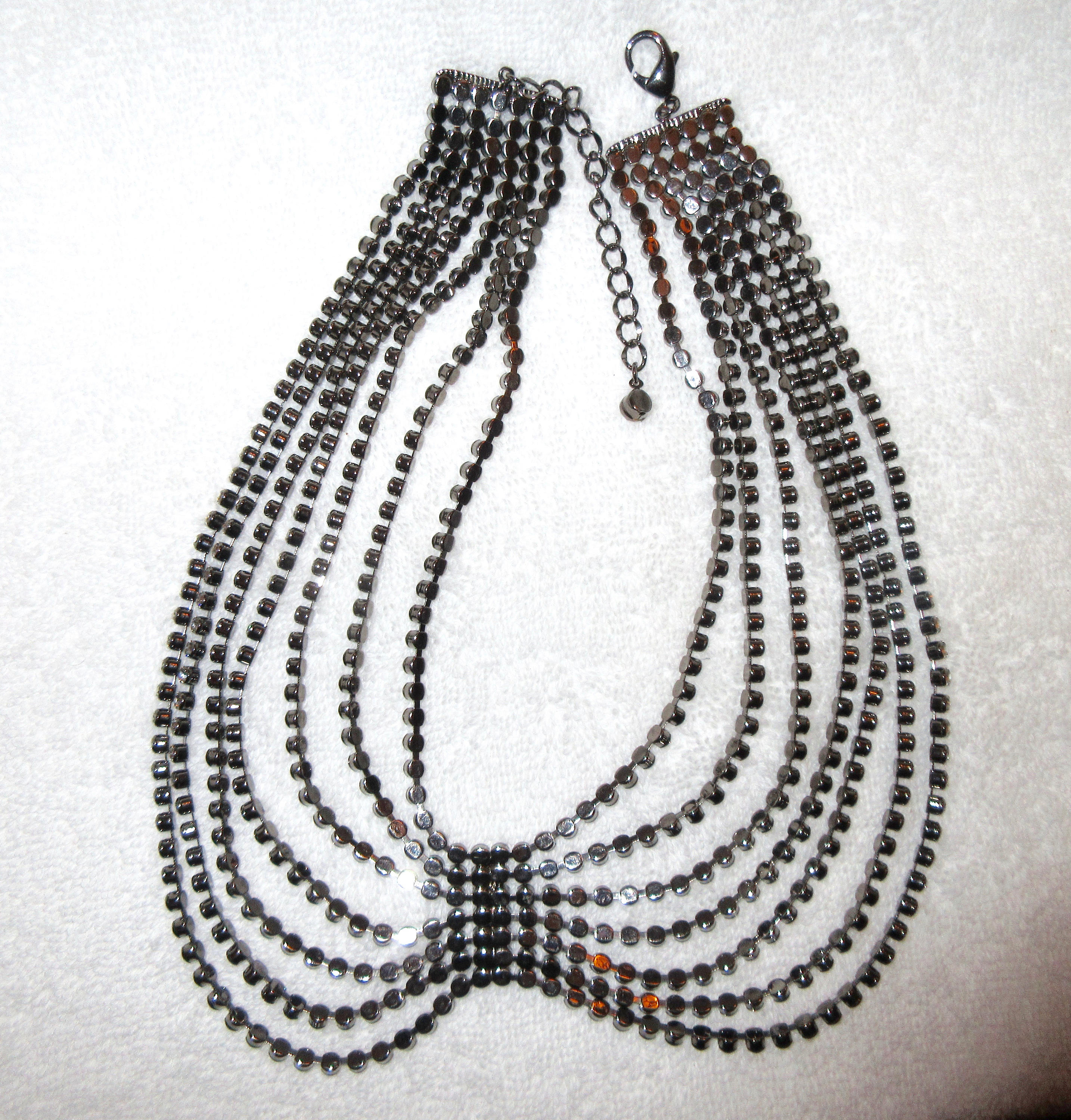 Sparkling Multi Strand Rhinestone Necklace Statement Pageant Bride