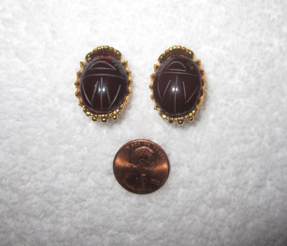 MMA NY Museum Clip Earrings Scarab Egyptian Reviv… - image 4